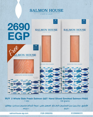 
                  
                    Load image into Gallery viewer, X2 Whole Side Fresh Salmon GET Hand Sliced Smoked Salmon FREE
                  
                